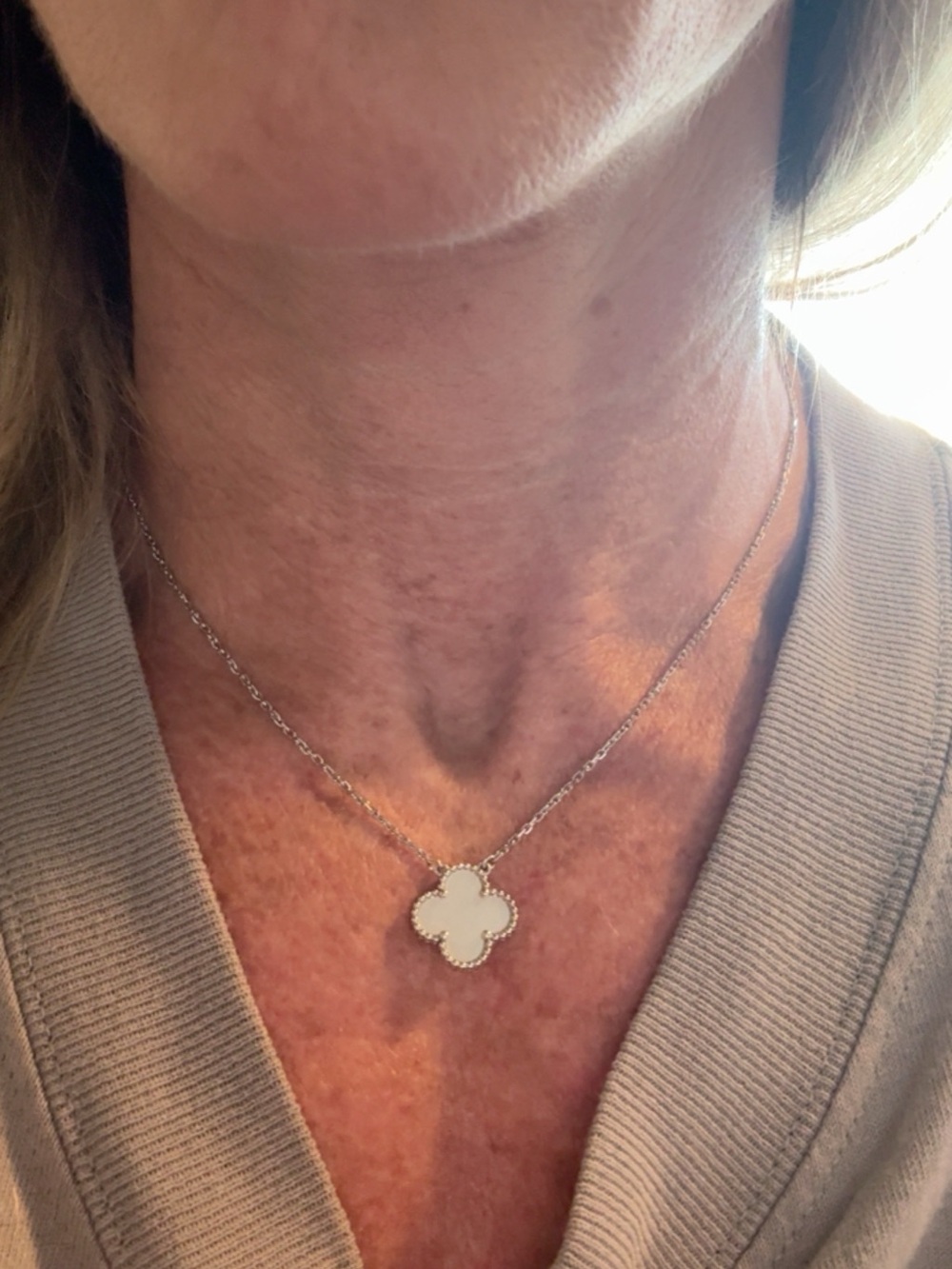Van Cleef & Arpels White Clover Alhambra Pendant Necklace